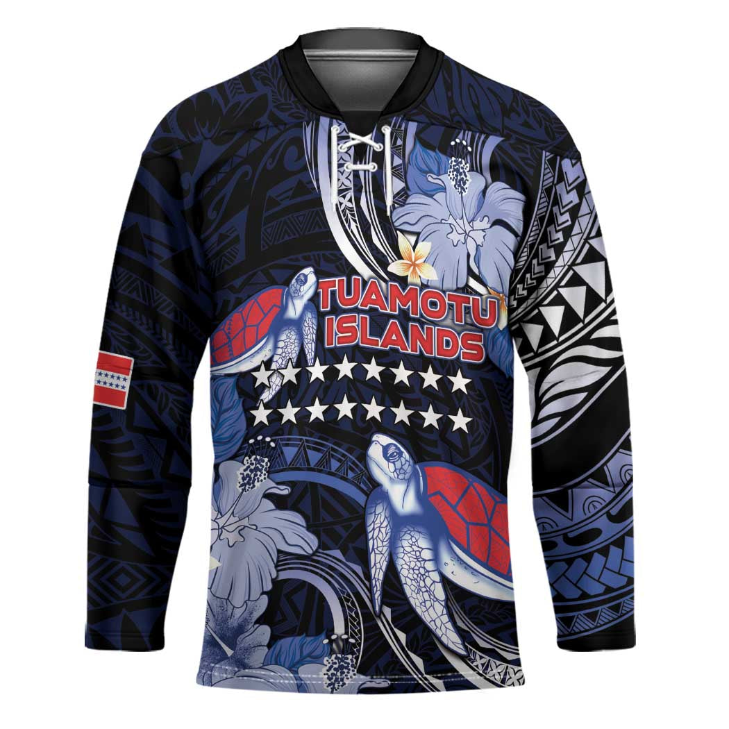 Tuamotu Islands Hockey Jersey Polynesian Pattern With Turtle