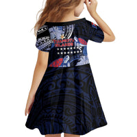 Tuamotu Islands Kid Short Sleeve Dress Polynesian Pattern With Turtle
