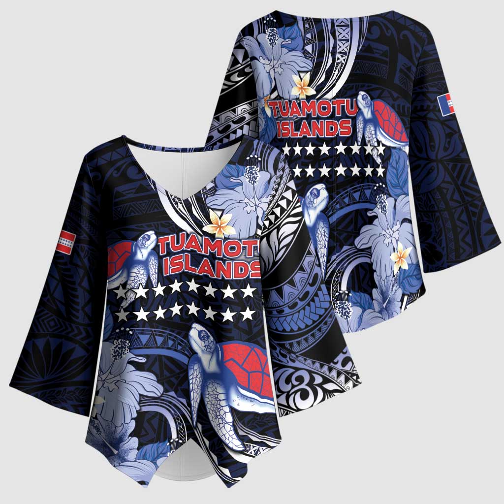 Tuamotu Islands Kimono Sleeve Blouse Polynesian Pattern With Turtle