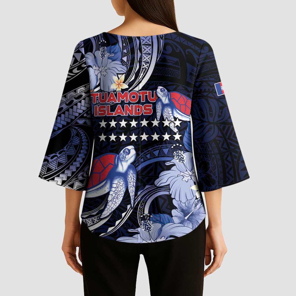 Tuamotu Islands Kimono Sleeve Blouse Polynesian Pattern With Turtle