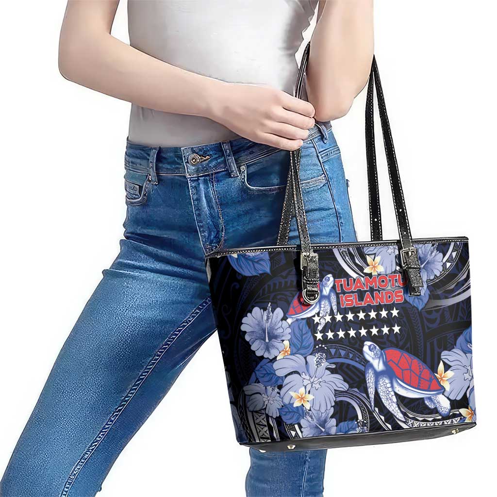Tuamotu Islands Leather Tote Bag Polynesian Pattern With Turtle