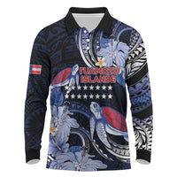 Tuamotu Islands Long Sleeve Polo Shirt Polynesian Pattern With Turtle