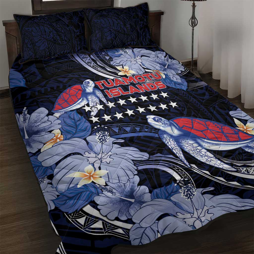 Tuamotu Islands Quilt Bed Set Polynesian Pattern With Turtle