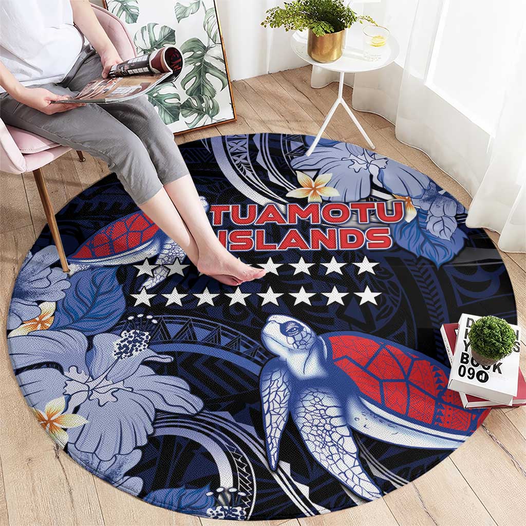 Tuamotu Islands Round Carpet Polynesian Pattern With Turtle