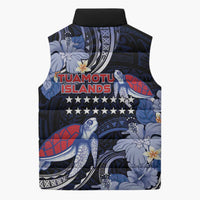 Tuamotu Islands Sleeveless Puffer Jacket Polynesian Pattern With Turtle