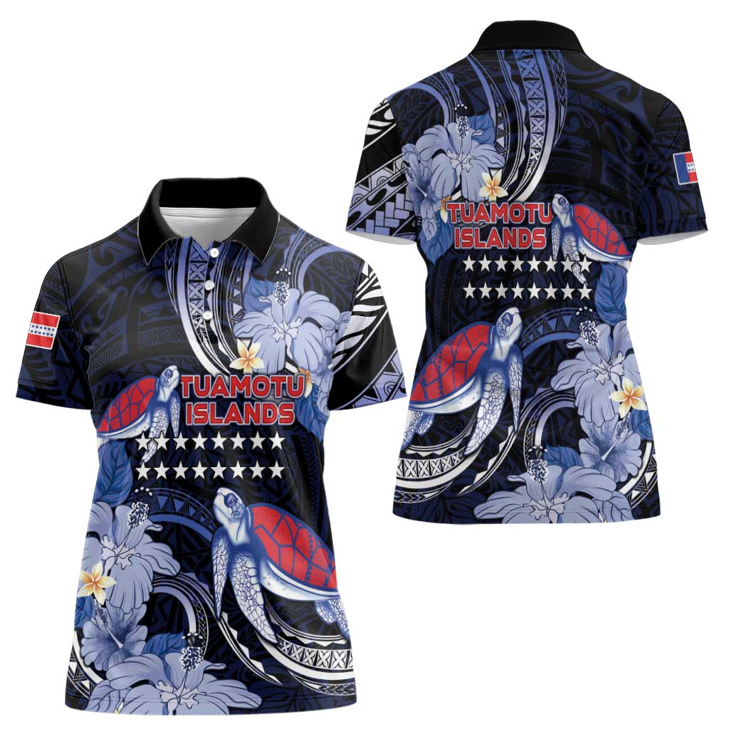 Tuamotu Islands Women Polo Shirt Polynesian Pattern With Turtle