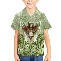 New Zealand Maori Fairy Patupaiarehe Family Matching Off Shoulder Maxi Dress and Hawaiian Shirt Polynesian Style LT05 Son's Shirt Red - Polynesian Pride