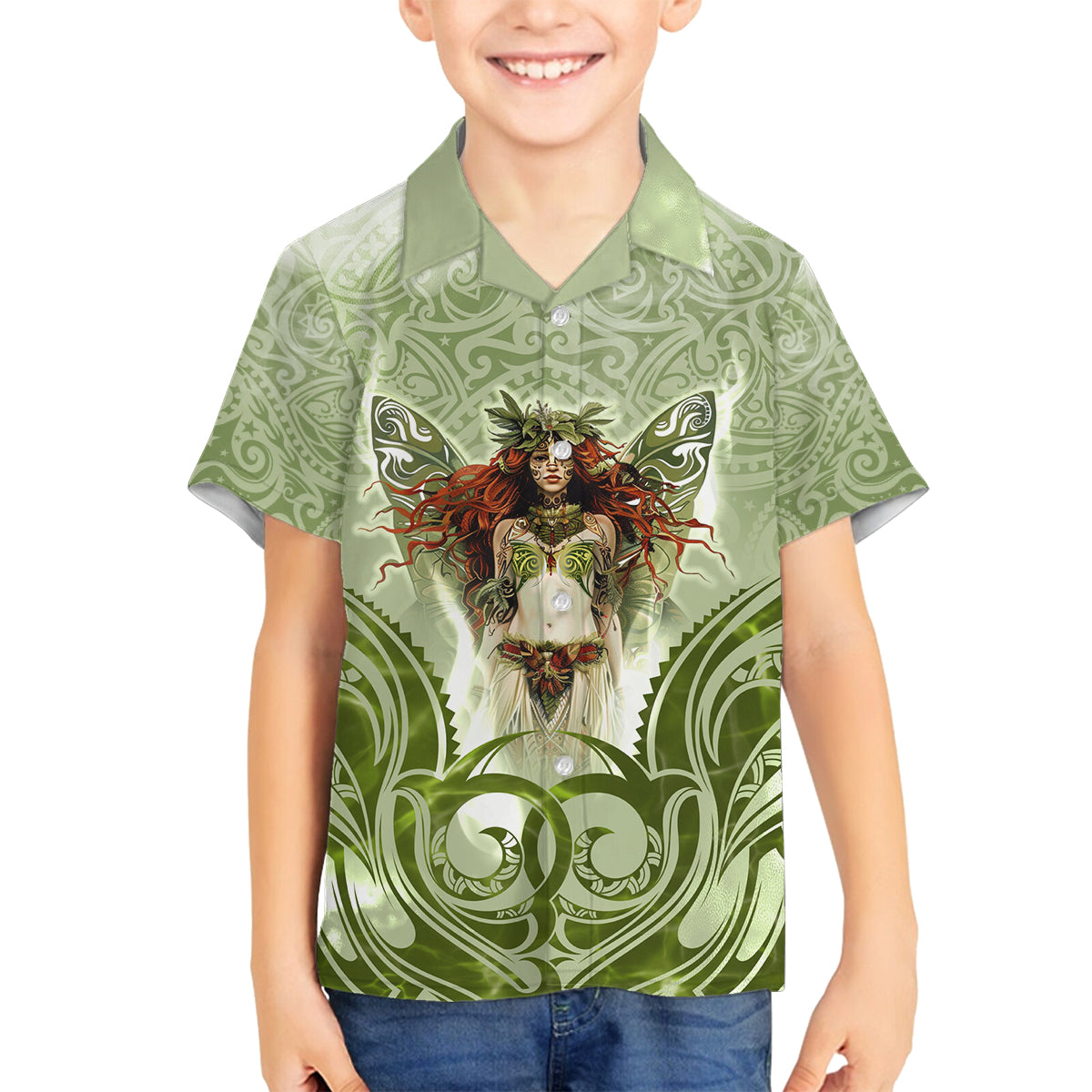 New Zealand Maori Fairy Patupaiarehe Family Matching Summer Maxi Dress and Hawaiian Shirt Polynesian Style LT05 Son's Shirt Red - Polynesian Pride