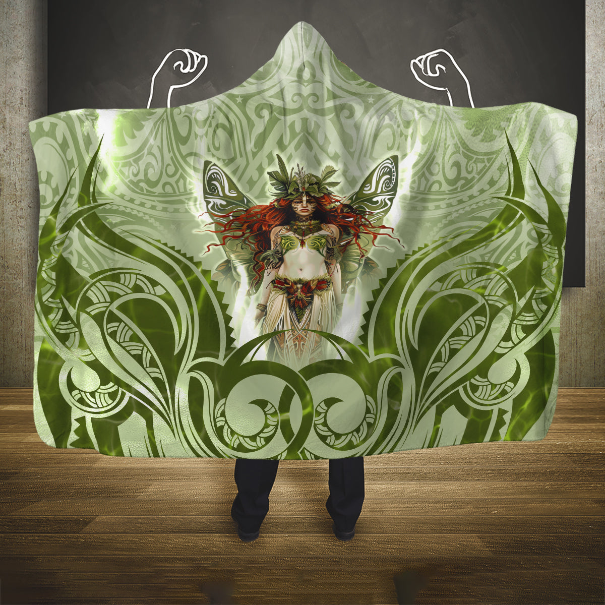 New Zealand Maori Fairy Patupaiarehe Hooded Blanket Polynesian Style LT05 One Size Red - Polynesian Pride