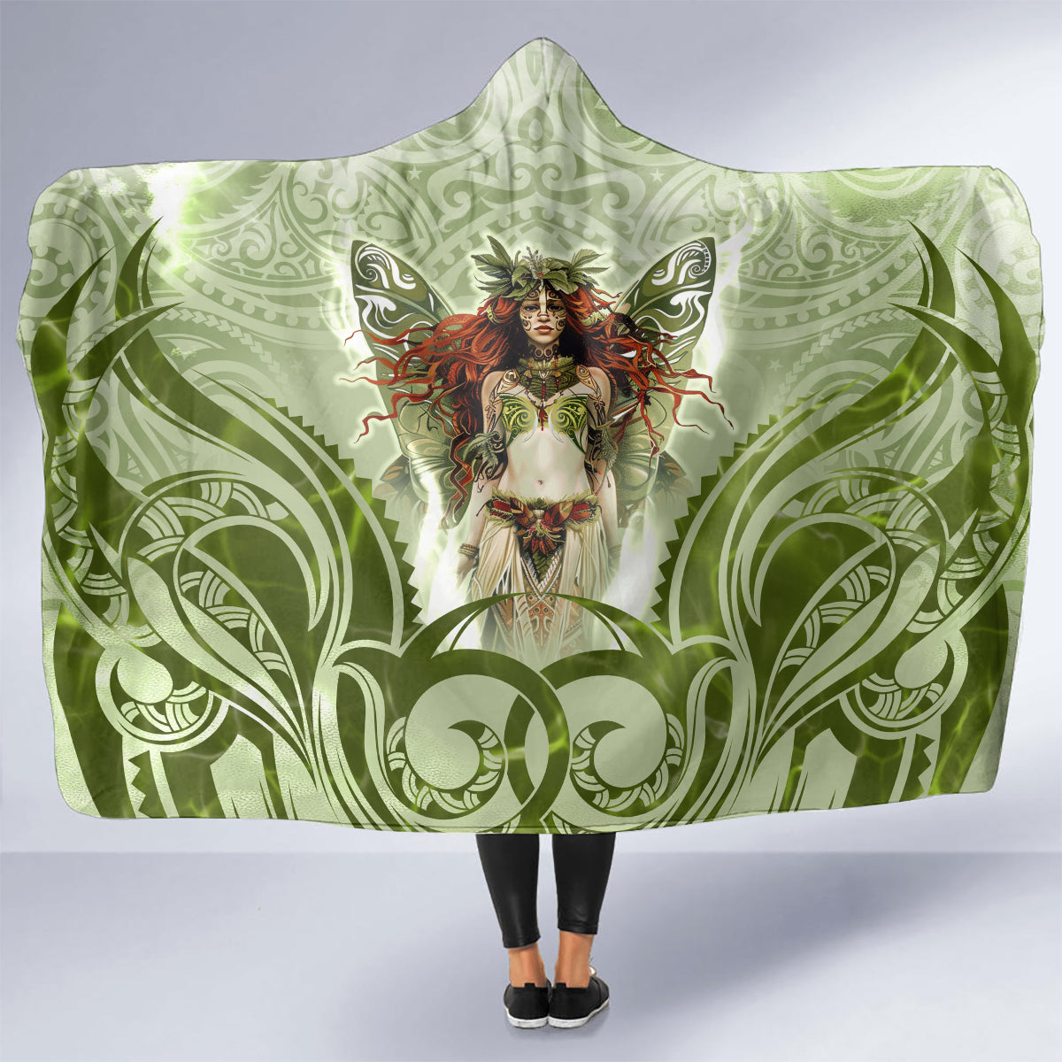 New Zealand Maori Fairy Patupaiarehe Hooded Blanket Polynesian Style LT05 - Polynesian Pride