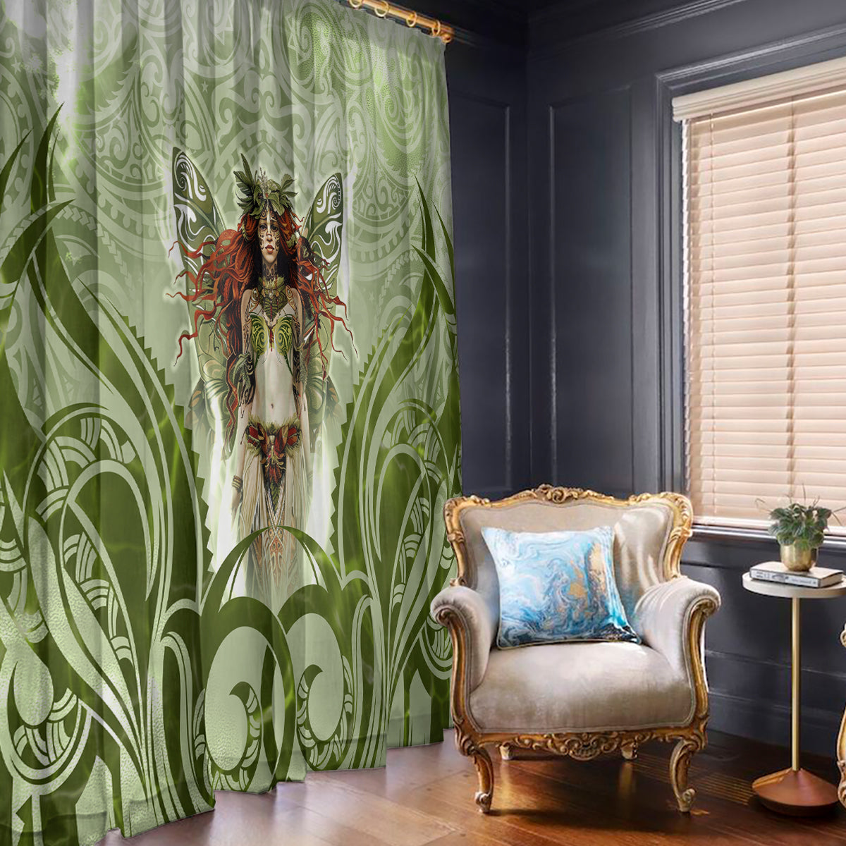 New Zealand Maori Fairy Patupaiarehe Window Curtain Polynesian Style LT05 - Polynesian Pride