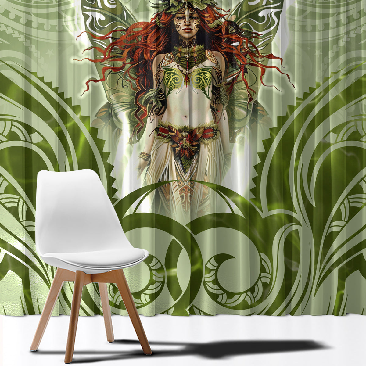 New Zealand Maori Fairy Patupaiarehe Window Curtain Polynesian Style LT05 - Polynesian Pride