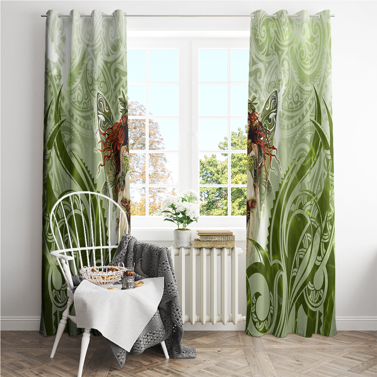 New Zealand Maori Fairy Patupaiarehe Window Curtain Polynesian Style LT05 - Polynesian Pride