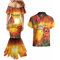 ANZAC Day Red Poppy Couples Matching Mermaid Dress and Hawaiian Shirt Honoring The ANZAC Spirit LT05 - Polynesian Pride