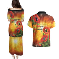 ANZAC Day Red Poppy Couples Matching Puletasi and Hawaiian Shirt Honoring The ANZAC Spirit LT05 - Polynesian Pride