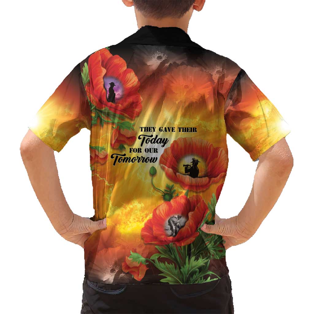 ANZAC Day Red Poppy Family Matching Long Sleeve Bodycon Dress and Hawaiian Shirt Honoring The ANZAC Spirit LT05 - Polynesian Pride