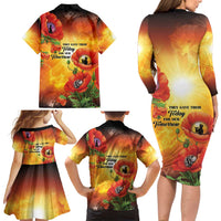 ANZAC Day Red Poppy Family Matching Long Sleeve Bodycon Dress and Hawaiian Shirt Honoring The ANZAC Spirit LT05 - Polynesian Pride