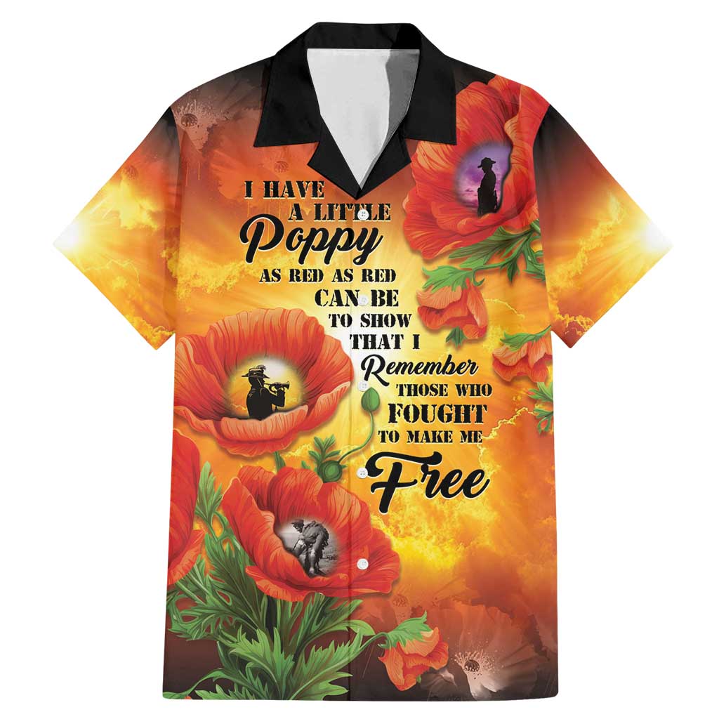 ANZAC Day Red Poppy Family Matching Mermaid Dress and Hawaiian Shirt Honoring The ANZAC Spirit LT05 Dad's Shirt - Short Sleeve Orange - Polynesian Pride