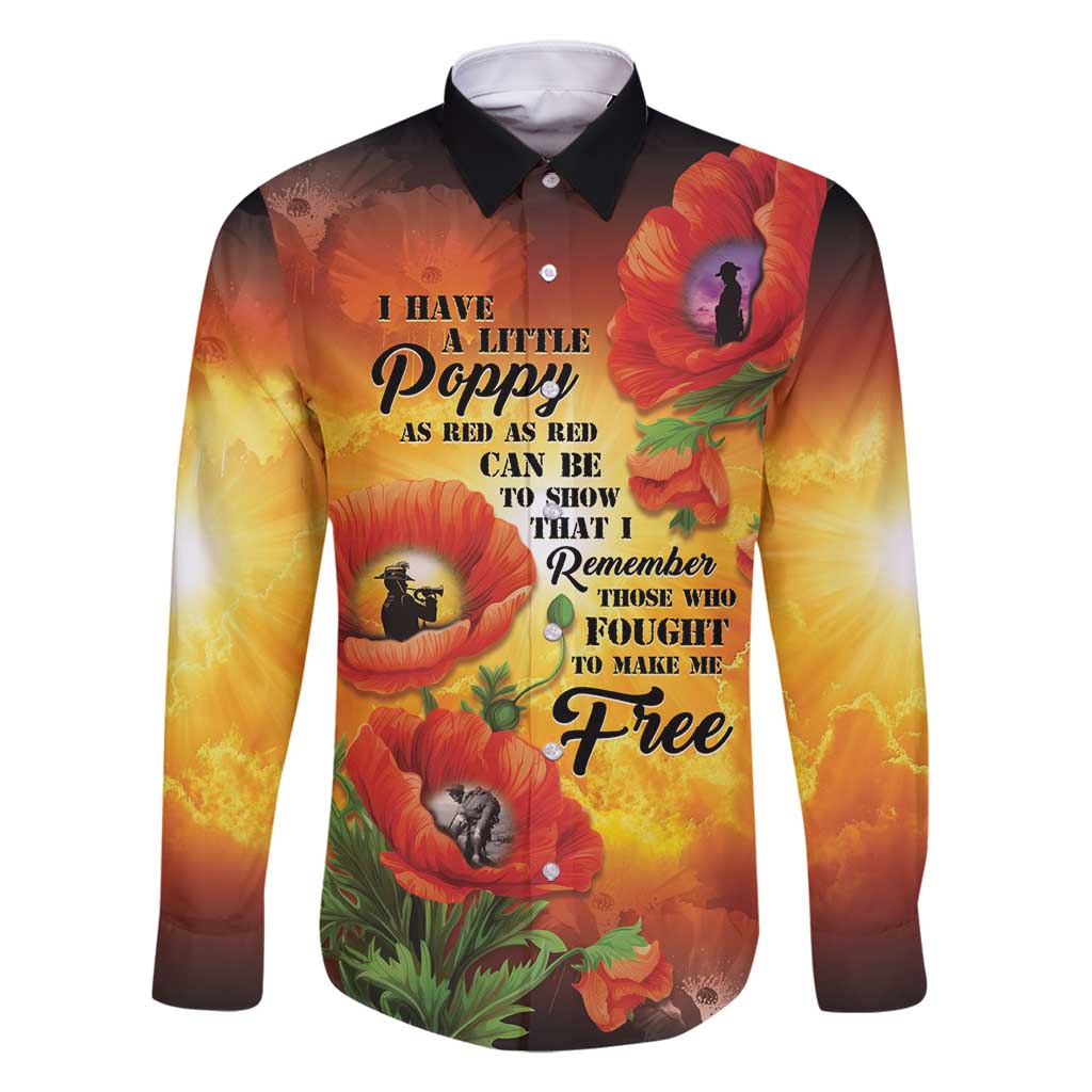 ANZAC Day Red Poppy Family Matching Mermaid Dress and Hawaiian Shirt Honoring The ANZAC Spirit LT05 Dad's Shirt - Long Sleeve Orange - Polynesian Pride