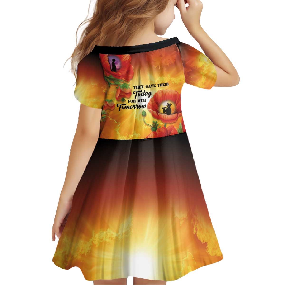 ANZAC Day Red Poppy Family Matching Off The Shoulder Long Sleeve Dress and Hawaiian Shirt Honoring The ANZAC Spirit LT05 - Polynesian Pride