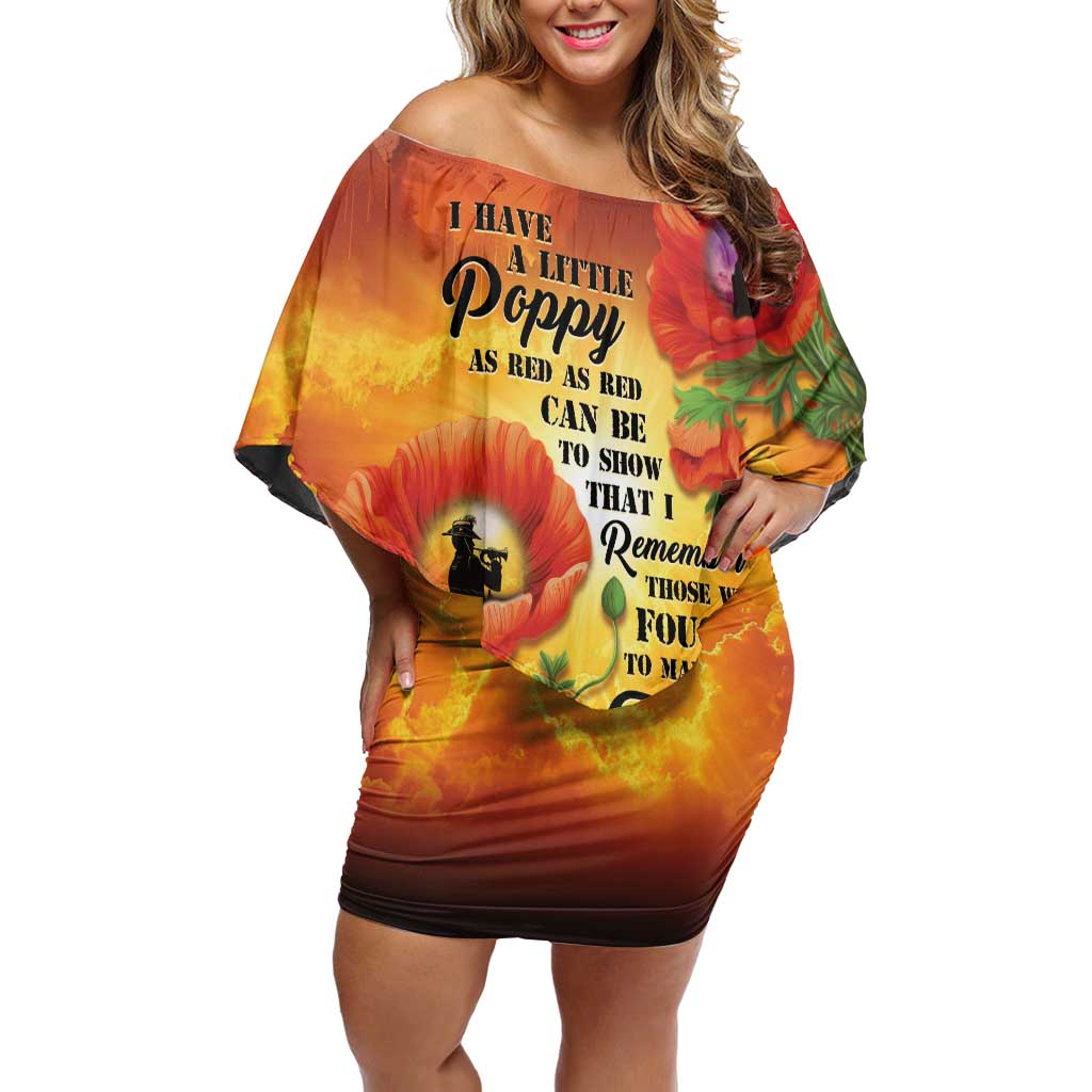 ANZAC Day Red Poppy Family Matching Off Shoulder Short Dress and Hawaiian Shirt Honoring The ANZAC Spirit LT05 Mom's Dress Orange - Polynesian Pride
