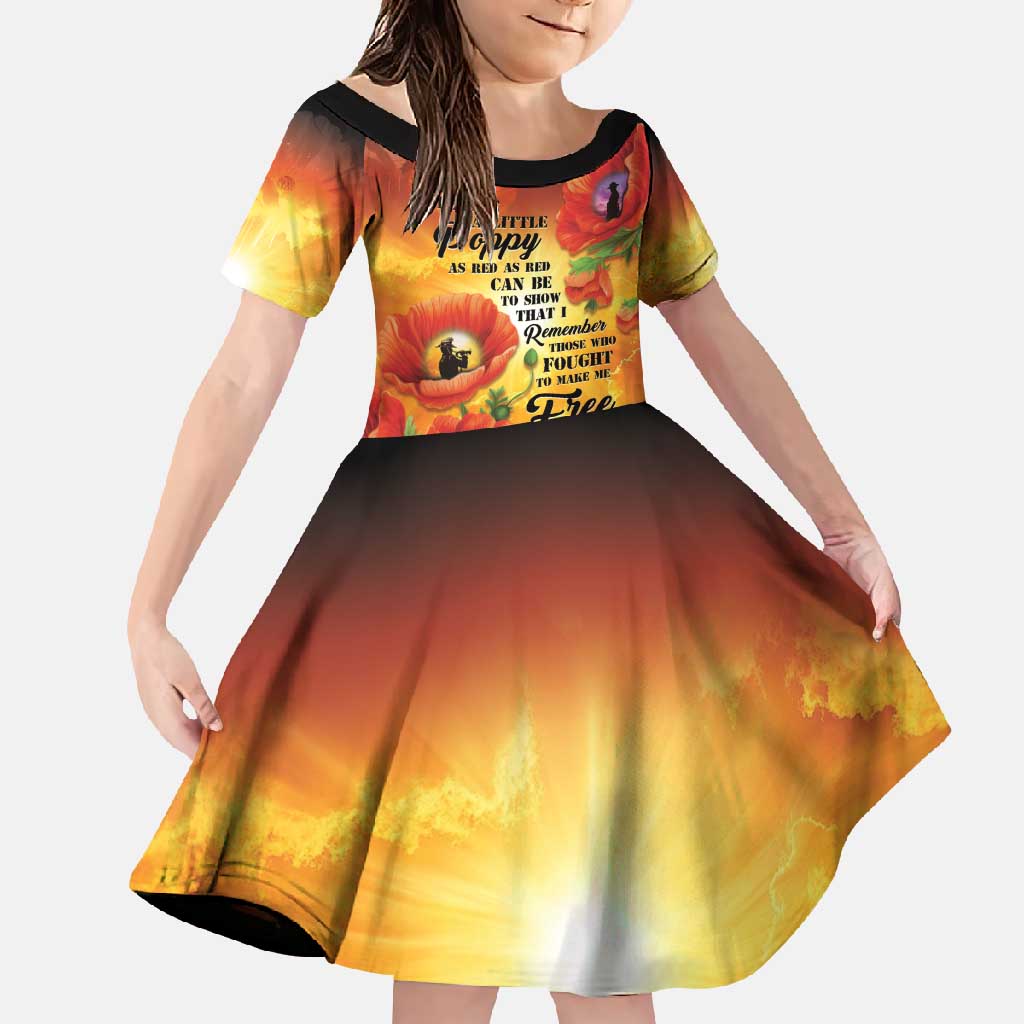 ANZAC Day Red Poppy Family Matching Tank Maxi Dress and Hawaiian Shirt Honoring The ANZAC Spirit LT05 Daughter's Dress Orange - Polynesian Pride