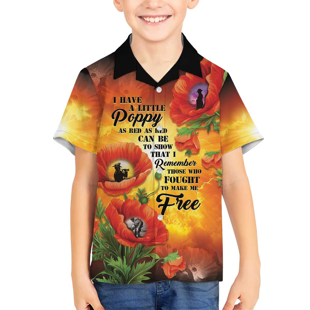 ANZAC Day Red Poppy Family Matching Tank Maxi Dress and Hawaiian Shirt Honoring The ANZAC Spirit LT05 Son's Shirt Orange - Polynesian Pride