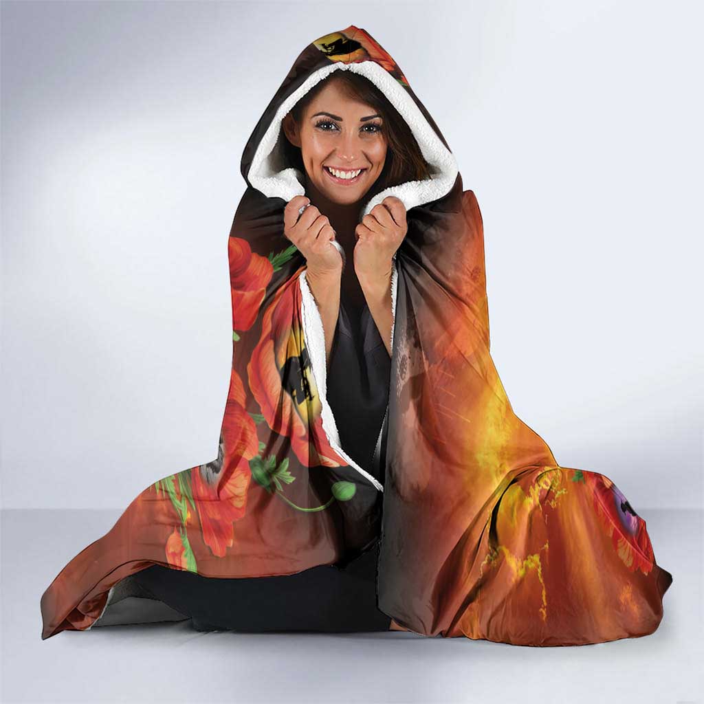 ANZAC Day Red Poppy Hooded Blanket Honoring The ANZAC Spirit LT05 - Polynesian Pride