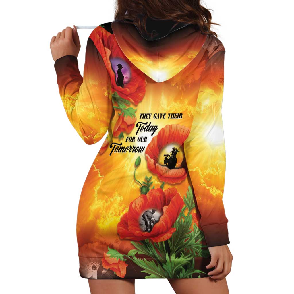 ANZAC Day Red Poppy Hoodie Dress Honoring The ANZAC Spirit LT05 - Polynesian Pride