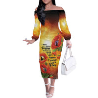 ANZAC Day Red Poppy Off The Shoulder Long Sleeve Dress Honoring The ANZAC Spirit LT05 Women Orange - Polynesian Pride