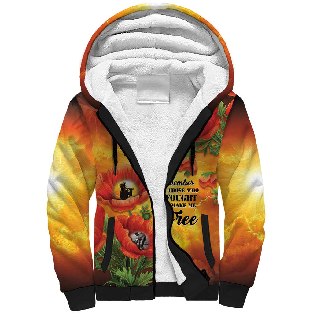 ANZAC Day Red Poppy Sherpa Hoodie Honoring The ANZAC Spirit LT05 Unisex Orange - Polynesian Pride