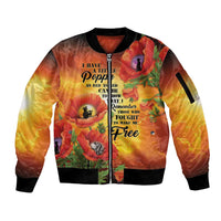ANZAC Day Red Poppy Sleeve Zip Bomber Jacket Honoring The ANZAC Spirit LT05 Unisex Orange - Polynesian Pride