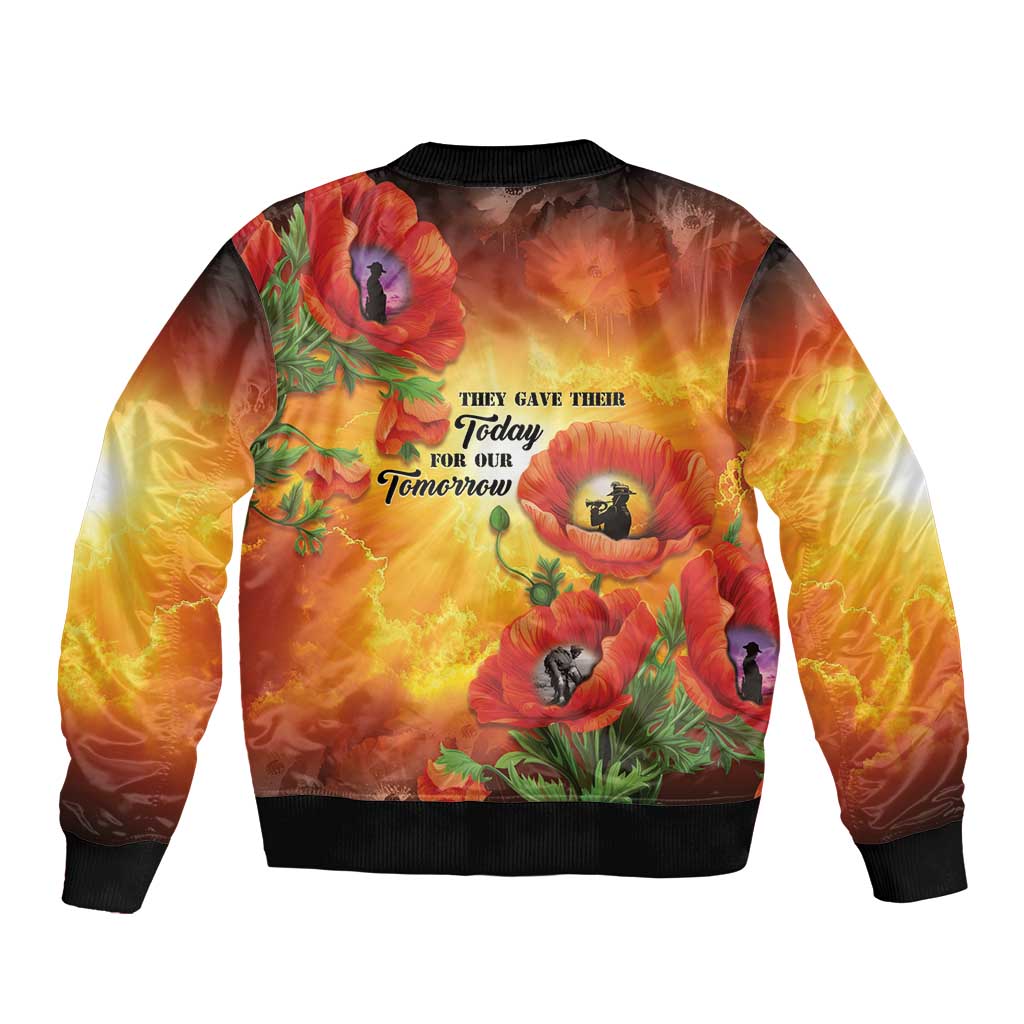 ANZAC Day Red Poppy Sleeve Zip Bomber Jacket Honoring The ANZAC Spirit LT05 - Polynesian Pride
