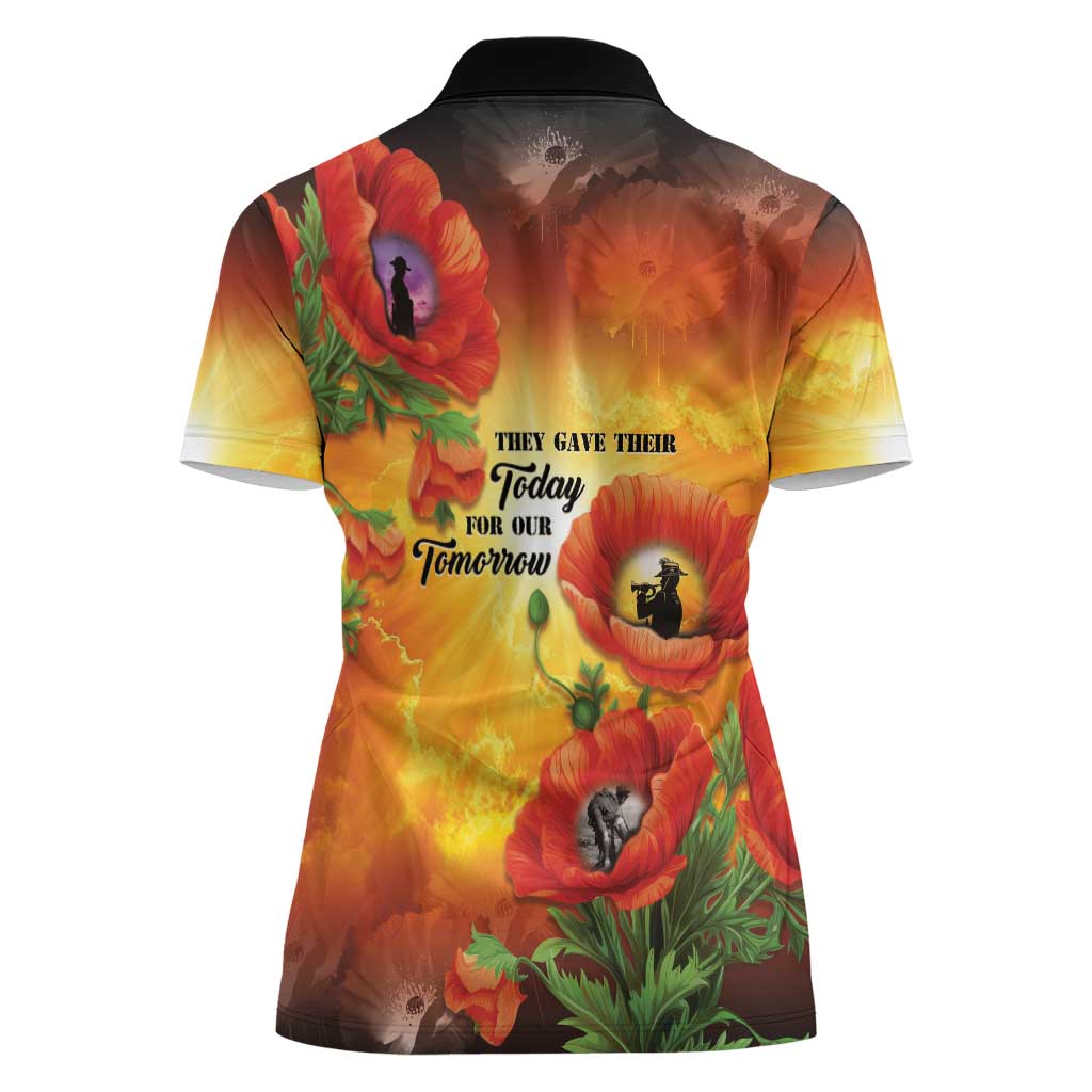 ANZAC Day Red Poppy Women Polo Shirt Honoring The ANZAC Spirit LT05 - Polynesian Pride