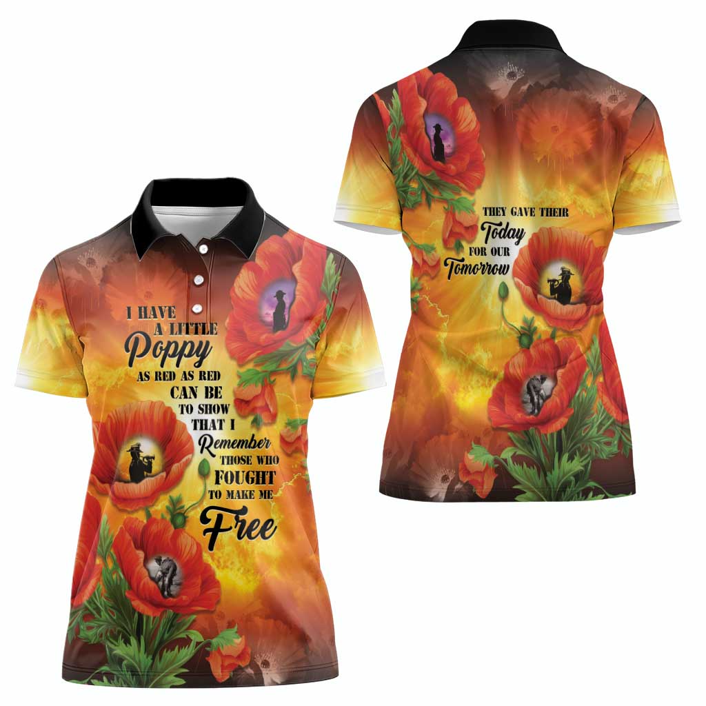 ANZAC Day Red Poppy Women Polo Shirt Honoring The ANZAC Spirit LT05 - Polynesian Pride