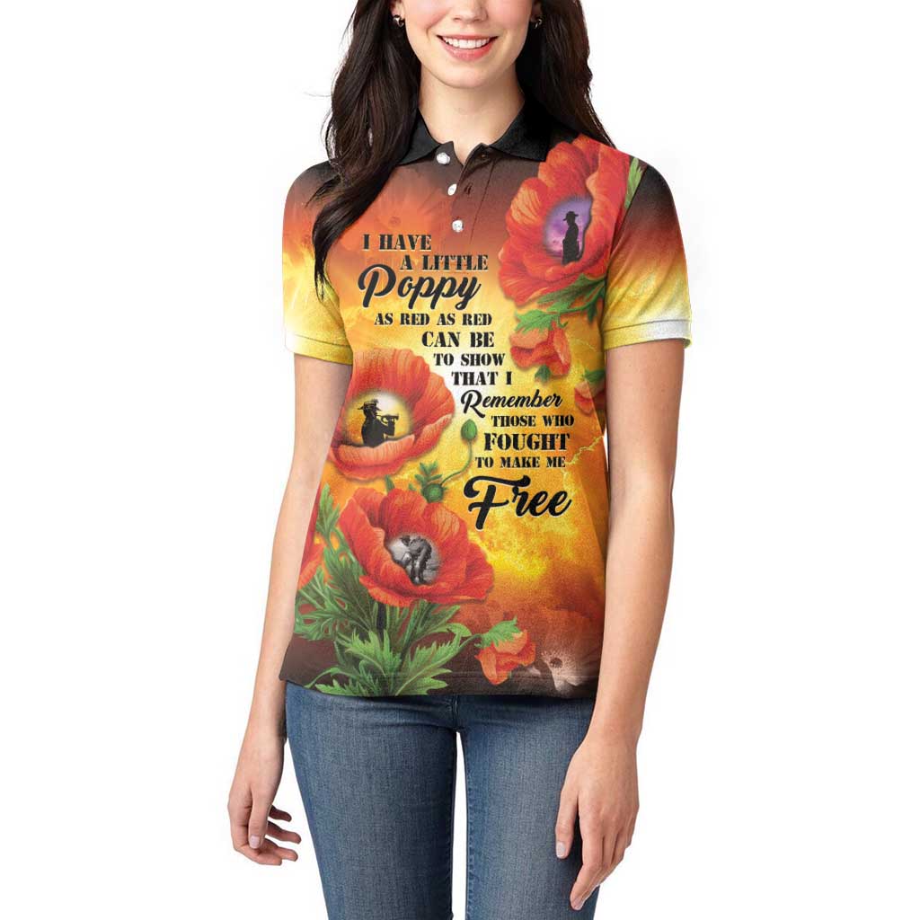 ANZAC Day Red Poppy Women Polo Shirt Honoring The ANZAC Spirit LT05 - Polynesian Pride