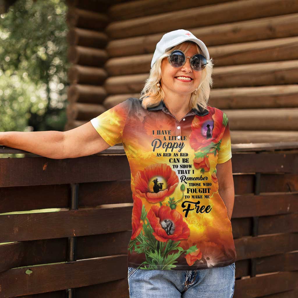 ANZAC Day Red Poppy Women Polo Shirt Honoring The ANZAC Spirit LT05 - Polynesian Pride