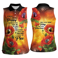 ANZAC Day Red Poppy Women Sleeveless Polo Shirt Honoring The ANZAC Spirit LT05 - Polynesian Pride