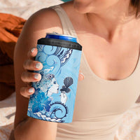 Aotearoa Maori Wahine 4 in 1 Can Cooler Tumbler Fantail Bird Blue Gold Marble LT05 - Polynesian Pride