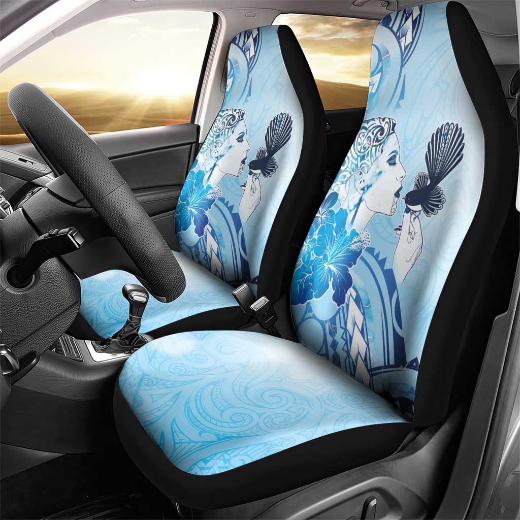 Aotearoa Maori Wahine Car Seat Cover Fantail Bird Blue Gold Marble LT05 - Polynesian Pride