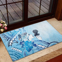 Aotearoa Maori Wahine Rubber Doormat Fantail Bird Blue Gold Marble LT05 - Polynesian Pride
