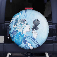 Aotearoa Maori Wahine Spare Tire Cover Fantail Bird Blue Gold Marble LT05 No hole Blue - Polynesian Pride