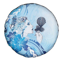 Aotearoa Maori Wahine Spare Tire Cover Fantail Bird Blue Gold Marble LT05 - Polynesian Pride