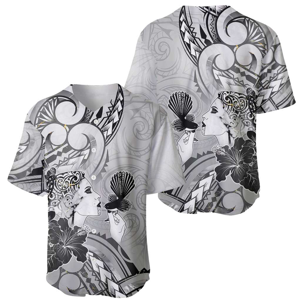 Aotearoa Maori Wahine Baseball Jersey Fantail Bird Black Gold Marble