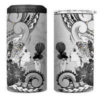 Aotearoa Maori Wahine 4 in 1 Can Cooler Tumbler Fantail Bird Black Gold Marble LT05 One Size: 16 oz Black - Polynesian Pride