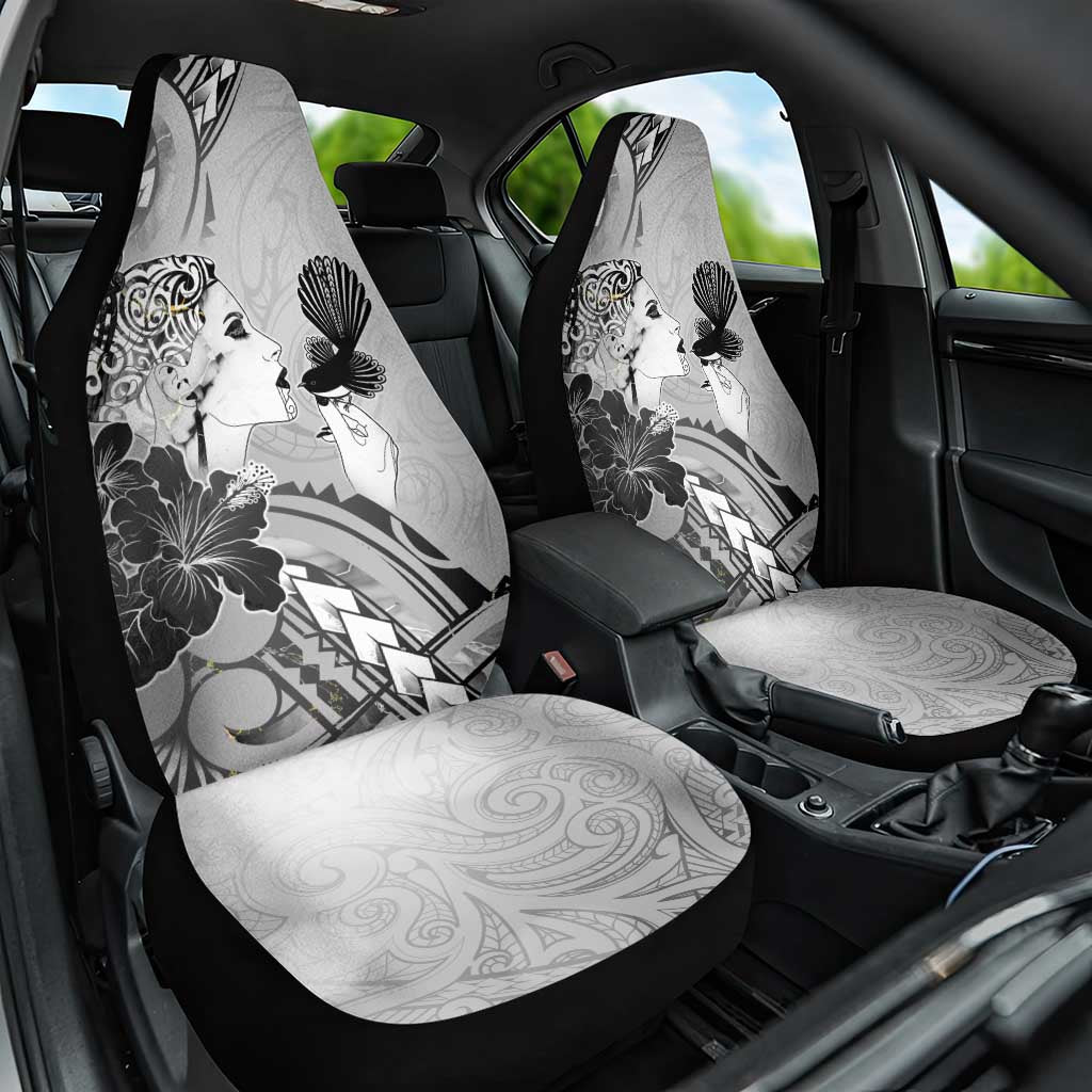 Aotearoa Maori Wahine Car Seat Cover Fantail Bird Black Gold Marble LT05 One Size Black - Polynesian Pride