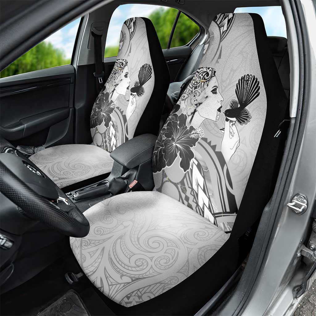 Aotearoa Maori Wahine Car Seat Cover Fantail Bird Black Gold Marble LT05 - Polynesian Pride