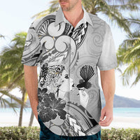 Aotearoa Maori Wahine Hawaiian Shirt Fantail Bird Black Gold Marble LT05 - Polynesian Pride