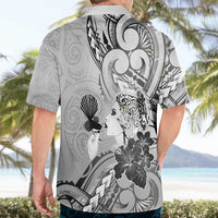 Aotearoa Maori Wahine Hawaiian Shirt Fantail Bird Black Gold Marble LT05 - Polynesian Pride