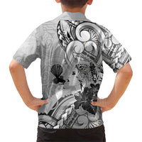 Aotearoa Maori Wahine Hawaiian Shirt Fantail Bird Black Gold Marble LT05 - Polynesian Pride